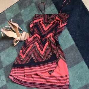 Coral and navy express dress